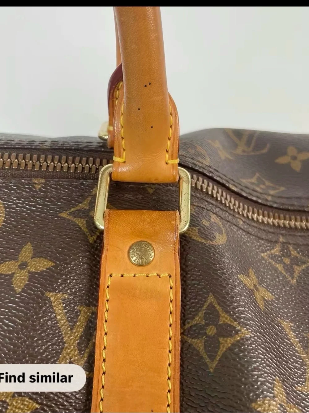 Louis Vuitton Monogram Canvas Travel Duffel with Tan Leather Trim size 50cm